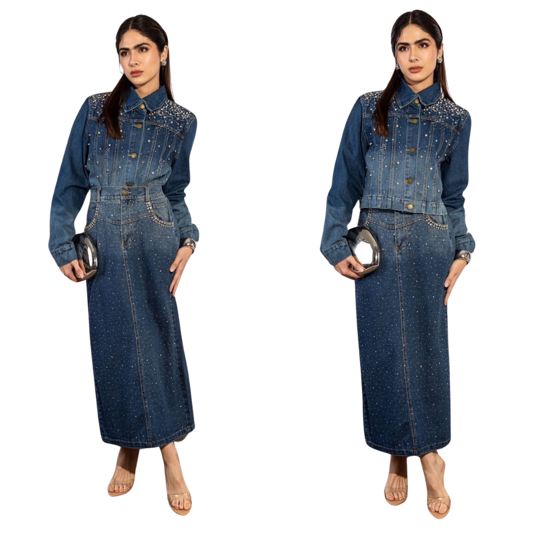 Conjunto Denim con Brillo