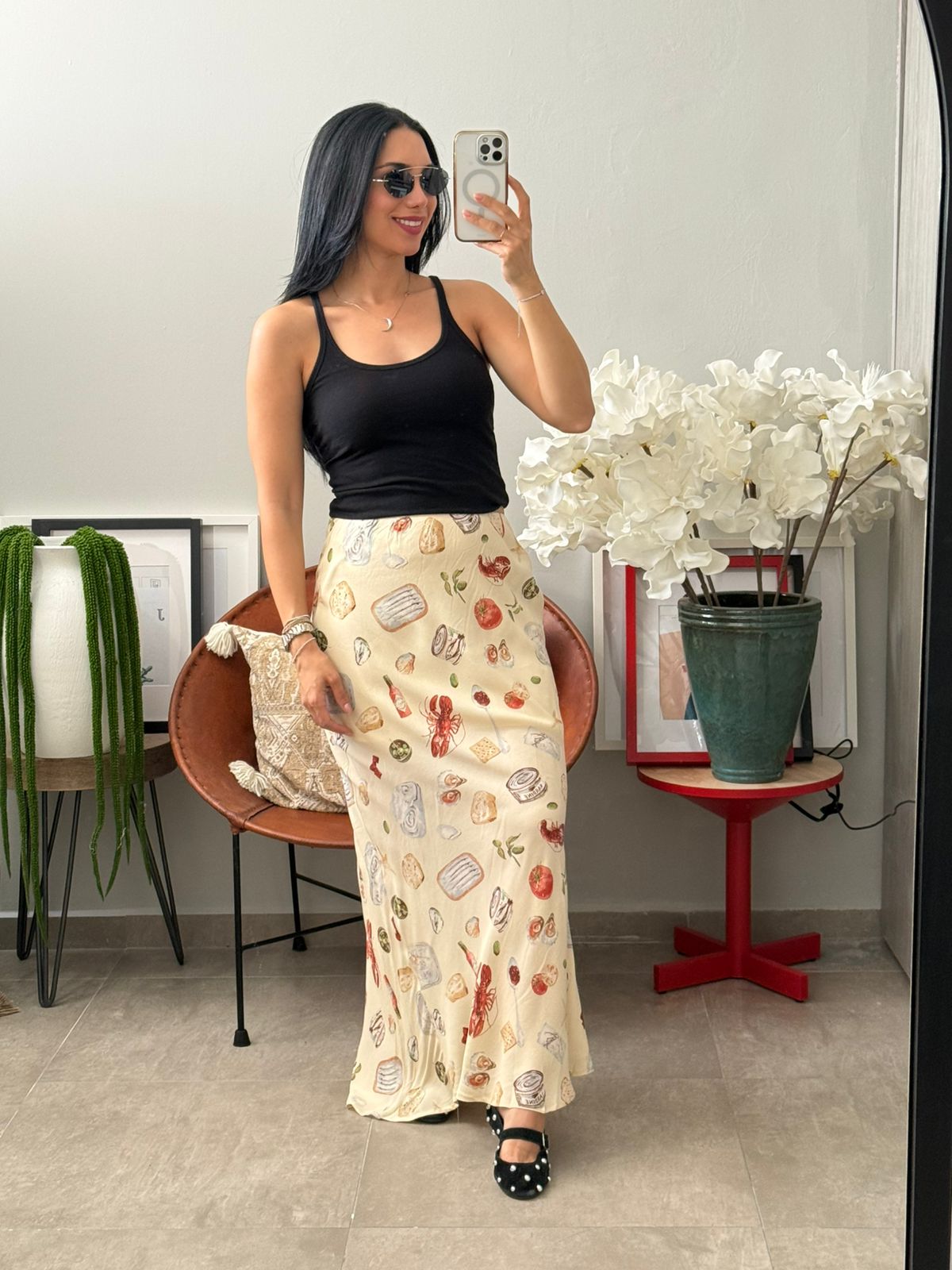 Falda larga con estampado