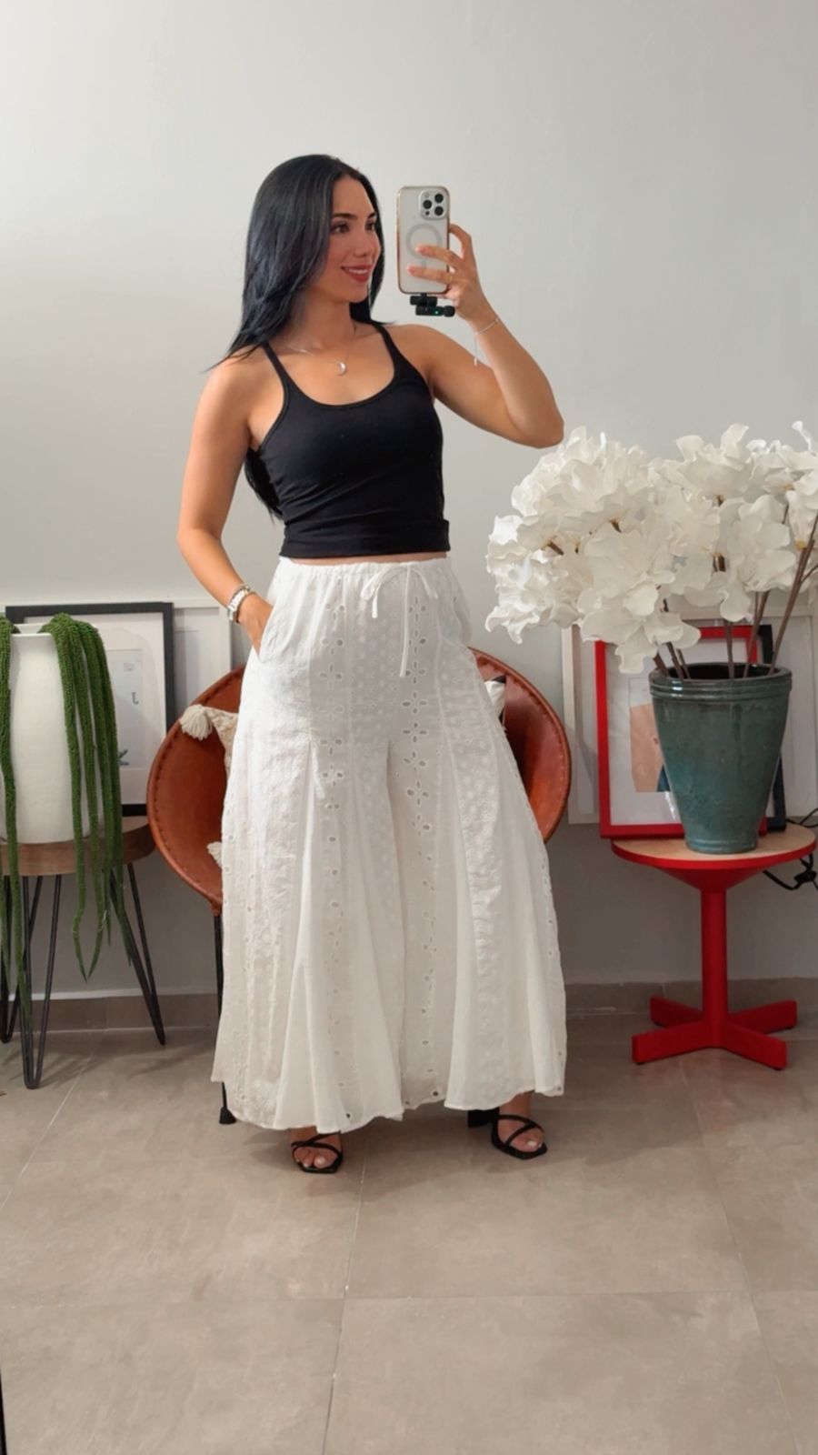 Patalon de lino con crochet