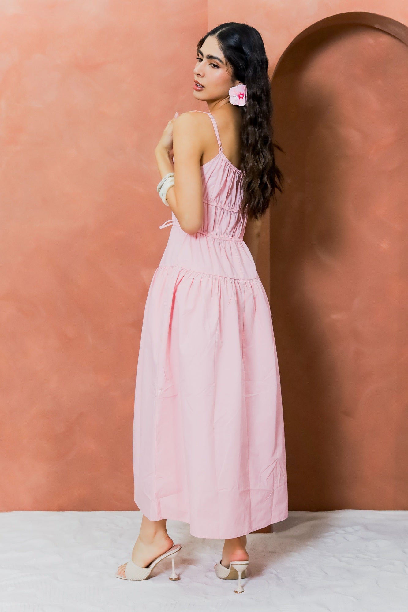 Vestido Fruncido con Moños