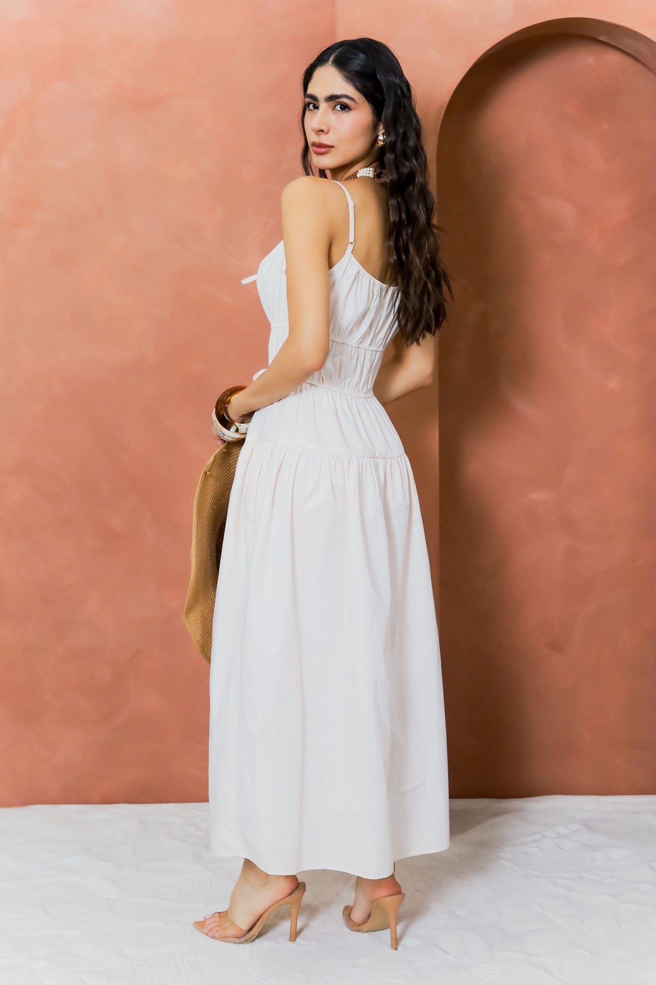 Vestido Fruncido con Moños