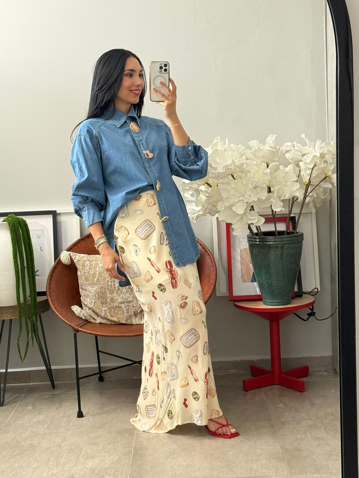 Falda larga con estampado
