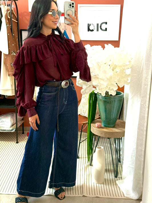 Blusa Gasa con Olanes
