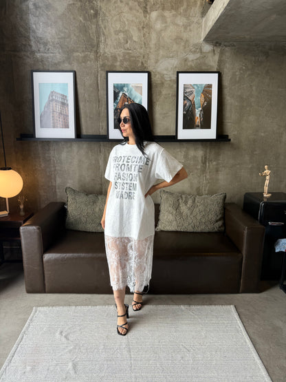 Tshirt Oversize con Encaje