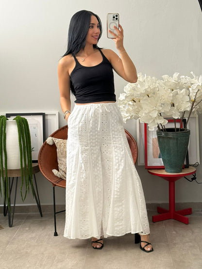 Patalon de lino con crochet