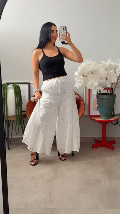 Patalon de lino con crochet