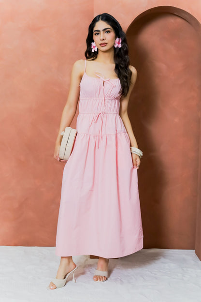Vestido Fruncido con Moños
